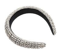 TOPPERFUN Diadema Enjoyada Ancha Blanca Acolchada Gemas De Imitación Para Mujer y Niña Fiesta y Uso Diario