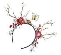 TOPPERFUN Diadema Navideña Astas de Reno Ramas y Frutos Cabello para Fiestas de Navidad Hecha de Materiales Duraderos Accesorios Navideños Cabello