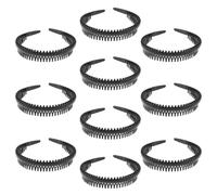 TOPPERFUN Diademas Antideslizantes Negras para Deporte al Aire Libre, 10 Piezas de Plástico Ligeras, Accesorio Cabello Adecuado para Hombres y Mujeres en Ejercicio