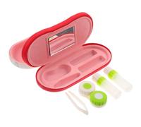 TOPPERFUN Estuche Portátil para Lentes de Contacto Doble Capa, Caja Delicada para Gafas, Resistente al Desgaste Espejo Integrado, Diseño Chino Rojo, Adecuado para Uso Diario y Viaje