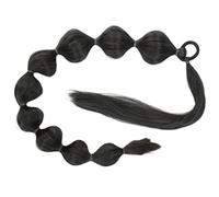 TOPPERFUN Extensión de Coleta Postiza Negra con Textura Lisa de 75 Cm para Uso Diario y Festivo, Peluca de Caballo Larga con Burbujas Envolvente para Mujeres y Chicas