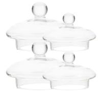 TOPPERFUN Filtros de Té Tapa para Tetera de Vidrio Coladores Desmontables para Infusor de Hojas Sueltas Accesorios para Teteras Juego de 4 Piezas 2 Tapas de 7.5 Cm