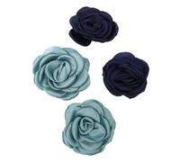TOPPERFUN Flores de Tela para Zapatos 6 Cm, 2 Pares, Flores Decorativas Diy, Accesorio de Adorno para Ropa, Color Azul Marino y Verde Azul Nilo, Ideales para Sandalias y Botas