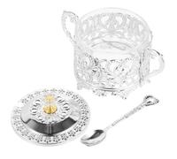 TOPPERFUN Frasco de Vidrio para Condimentos con Tapa Soporte de Almacenamiento de Hierro y Vidrio Dispensador Multifuncional para Especias Azúcar y Snacks Recipiente para Cocina y