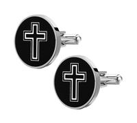 TOPPERFUN Gemelos de Acero Cruzados Negros para Camisa Hombre Sujetadores Decorativos Elegantes Cierres Masculinos para Bodas y Ropa Formal 1 Par