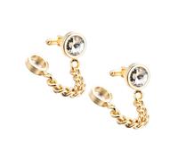 TOPPERFUN Gemelos de Camisa Dorados Cristal Redondos Chapados en Oro, 1 Par, Accesorios Masculinos para Fiestas y Eventos Formales