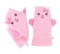 TOPPERFUN Guantes de Baño para Ñiño en Forma de Animal, 2 Piezas de Algodón Rosa, Crean Espuma Rica y Previenen Bacterias, Ideales para Viajes de Fin de Semana y Camping