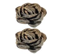 TOPPERFUN Hebillas Decorativas para Zapatos Mujer 2 Piezas Color Dorado Antiguo Flor de Té de Satén Bordes Quemados, Clips de Hebilla Floral para Decoración de Zapatos y Sombreros,