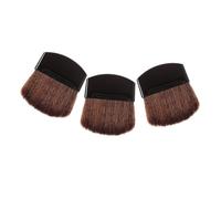 TOPPERFUN Juego De 3 Brochas De Maquillaje Mini De Pelo Marrón y Mango Negro, Tamaño Pequeño, Multiusos Para Polvos Sueltos y Colorete, Portátil Para Mujeres Viajes y Uso Diario