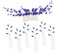 TOPPERFUN Juego de Horquillas Decorativas Gemas de Imitación para Boda 7 Piezas Accesorios Cabello Peinetas Elegantes Resistente para Novias y Graduaciones Diseño