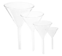 TOPPERFUN Juego Profesional de Embudos de Vidrio para Laboratorio, 4 Unidades Tubo Dosificador, Variedad de Tamaños para Uso en Experimentos y Filtración Química