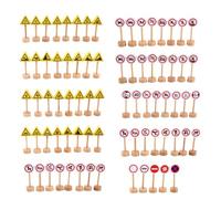 TOPPERFUN Juguetes Educativos de Señales de Tráfico de Madera para Niños, 50 Piezas Resistentes para Aprendizaje de Conocimiento Vial y Juego Divertido Juego