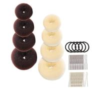 TOPPERFUN Moldeador de Moños Moño de Dona 8 Piezas Esponja Suave Moldeador Pequeño para Mujer y Niña Uso Diario Fiesta y Boda 40 Horquillas en U y 5 Coleteros