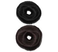 TOPPERFUN Moldeadores de Moños para Cabello 2 Piezas Negro y Café Oscuro, Tamaño Mediano, Postizo Tipo Dona para Añadir Volumen, Herramienta para Peinar Elegancia en Bodas y Fiestas