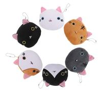 TOPPERFUN Monedero de Felpa Cremallera de Gato de Dibujos Animados Multifuncional 6 Unidades, Bolsa Compacta y Ligera para Mujer para Oficina y Escuela