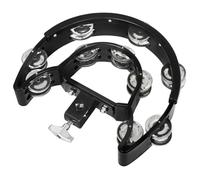 TOPPERFUN Pandereta De Percusión Manual Negra, Doble Línea De Campanas De Mano Para Batería y Baile, Instrumento Musical Portátil Adecuado Para Entretenimiento y Desarrollo Musical En Fiestas