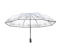 TOPPERFUN Paraguas Transparente Plegable Automático para Mujer, Compacto y Ligero, Varillas Resistentes, Paraguas Portátil para Viaje y Uso Diario en Días Lluviosos