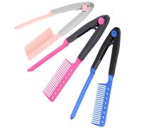 TOPPERFUN Peine Alisador Cabello en Forma de V, Set de 3 Peines Plegables para Peluquería, Colores Rosa, Rojo y Azul, Adecuado para Peinar Cabello Grueso y Fino en Salón