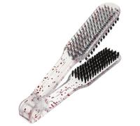 TOPPERFUN Peine Alisador de Cabello Transparente Pinza Diseño en V Resistente a Altas Temperaturas Cepillo Doble Cara para Alisar Cabello Rizado y Uso en Ducha Color Rojo Translúcido