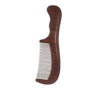TOPPERFUN Peine de Madera de Sándalo Negro con Mango Ergonómico Doble Curva Dientes Finos Antiestáticos para Mujer Masajeador de Cabelludo Peine Chino para Peinado y Cuidado Diario