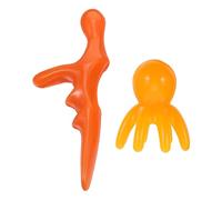 TOPPERFUN Peine de Masaje Mango y Palo Masajeador de Puntos Gatillo Juego de Herramientas de Masaje Portátil de Resina 2 Piezas Naranja para Cuero Cabelludo y Alivio Muscular en Uso