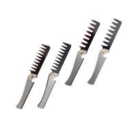 TOPPERFUN Peine Plegable de Bolsillo de Acero Inoxidable 4 Piezas, Peine para Cabello y Barba, Compacto y Portátil para Peinado Vintage y Uso Diario en Hombres y Mujeres, Color Negro y