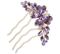 TOPPERFUN Peineta Lateral para Cabello Morado 4 Dientes, Tocado de Novia Gemas de Imitación, Accesorio Vintage para Boda y Fiesta, Pinza Ligera para Mujer y Niñas, Accesorios para Peinados
