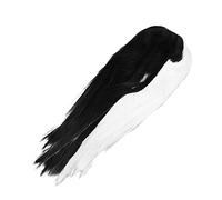 TOPPERFUN Peluca Sintética Bicolor Negra y Blanca Larga Pelo Liso Para Maquillaje Accesorio Duradero Para Mujeres Sensación Realista y Cómodo