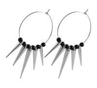 TOPPERFUN Pendientes de Aro Grandes Colgantes Punk Remaches Aleación Ligera para Mujer Estilo Hip-hop Moda Urbana Accesorios de Joyería Geométricos en Color Claro