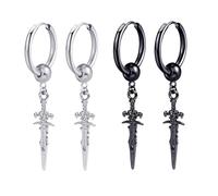 TOPPERFUN Pendientes de Estilo Hip Hop para 4 Piezas 2 Pares Clip Metal Resistente Colores Negro y Plateado Accesorios Cómodos para Uso Diario y Obsequio Moderno