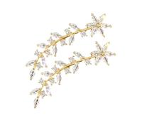 TOPPERFUN Pendientes Trepadores para Mujer con Flores y Pedrería Pendientes de Presión Dorados Ligeros y Delicados Ideales para Bodas Fiestas y Uso Diario Estilo Minimalista Elegante