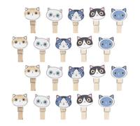 TOPPERFUN Pinzas de Madera Forma de Gato Resistentes y Decorativas 30 para Colgar Fotos para Collage en Pared y Decoración del Hogar