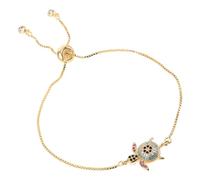 TOPPERFUN Pulsera Ajustable para Mujer con Dije de Tortuga Marina Cadena de Mano Dorada con Circonitas Cúbicas Joyería Náutica Elegante para Uso Diario y Ocasiones Obsequios