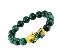 TOPPERFUN Pulsera Feng Shui de Jade Cambiante Brazalete Elástico con Beads de Pi Yao Amuleto de Protección y Buena Suerte para Mujer y Hombre Accesorio de Joyería con Variación de Color