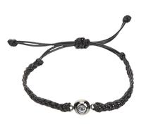 TOPPERFUN Pulsera Trenzada Ajustable para Mujer en Negro y Oro Negro Obsequio de San Valentín Mensaje Te Amo en 100 Idiomas Pulsera de Hilo Romántica para Novia y Esposa Accesorio