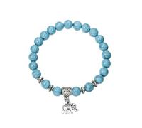 TOPPERFUN Pulsera Unisex de Piedra Natural con Cuentas de Turquesa y Elefante Elástica y Joyería de Moda para Hombre y Mujer Regalo para Ocasiones Especiales
