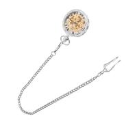 TOPPERFUN Reloj de Bolsillo Mecánico Vintage con Diseño de Rueda Hueca Manual Aleación Plateada Accesorio Clásico para Hombre y Regalo Elegante