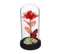 TOPPERFUN Rosa eterna lámparas para Siempre preservar Iluminado Artificial Floral Flores Noche Adorno de Flor eterna Rosa encantada en cúpula de Cristal Flor en cúpula de Cristal Vidrio Rojo