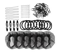 TOPPERFUN Set de Accesorios para Moños de Pelo Negro con Red Invisible Tejida y Horquillas, Adecuado para Peinados de Ballet y Competiciones de Danza