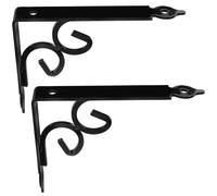 TOPPERFUN Soportes de Estante de Metal Negro 150mm X 115mm X 3mm, Ángulo Recto 90°, 2 Piezas Accesorios de Montaje, Soporte para Estante Flotante y Montado en Pared, Alta Resistencia