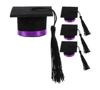 TOPPERFUN Tapones para Botellas De Vino Mini Birrete De Graduación Morado, Fieltro Resistente, Borla Decorativa, para Fiestas y Celebraciones, Pack De 4 Unidades