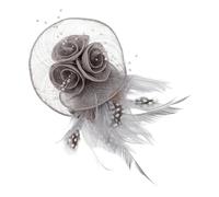 TOPPERFUN Tocado de Novia con y Flores Diadema para Bodas y Broche de Malla Gris Accesorio Elegante para Mujeres y Niñas
