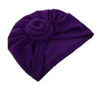 TOPPERFUN Turban para Mujer Colorido con Floral Preatado Gorro Étnico Africano para Casual y Ocasiones Especiales Pañuelo y Sombrero de Turbante Púrpura Elegante