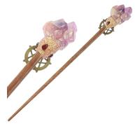 TOPPERFUN Varita Decorativa de Cristal Natural Amatista y Piedras Incrustadas, Ligera y Portátil, Accesorios para Cosplay, Halloween y Decoración del Hogar, Juguete Artesanal de Hechicería