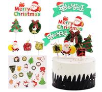 Toppers Cake Decorations para Tartas, Decoración para tartas de Noel, Santa Claus Muñeco de Nieve Reno de Navidad Cake Topper Navidad - 26 Piezas