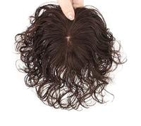 Toppers De Cabello Humano 100% Real For Adelgazar El Cabello Piezas De Cabello De Rizos Marrones Naturales For Mujeres Clip En Parte Superior Del Cabello Peluquín Extensiones De Cabello