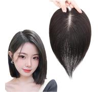 Toppers De Cabello Humano 100% Real for Mujeres Clip De Base De Seda De 10 * 12 Cm En Postizos Tupé De Pelo Negro Natural Extensiones De Cabello for Adelgazamiento Del Cabello/canas (Color : 9 inch)