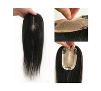 Toppers de cabello humano Color natural Base de seda hecha a mano for mujer Topper 9x14cm Base de piel de seda transpirable Piezas de cabello liso con clips (Color : 20cm (8inch), Size : 9x14cm)