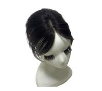 Toppers de cabello humano con flequillo for mujer, top de encaje con cobertura de 360° for cabello de mujer for uso diario(Side Bangs Black)