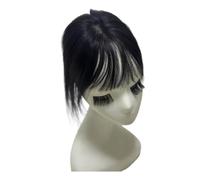 Toppers de cabello humano con flequillo for mujer, top de encaje con cobertura de 360° for cabello de mujer for uso diario(3D Bangs Black)
